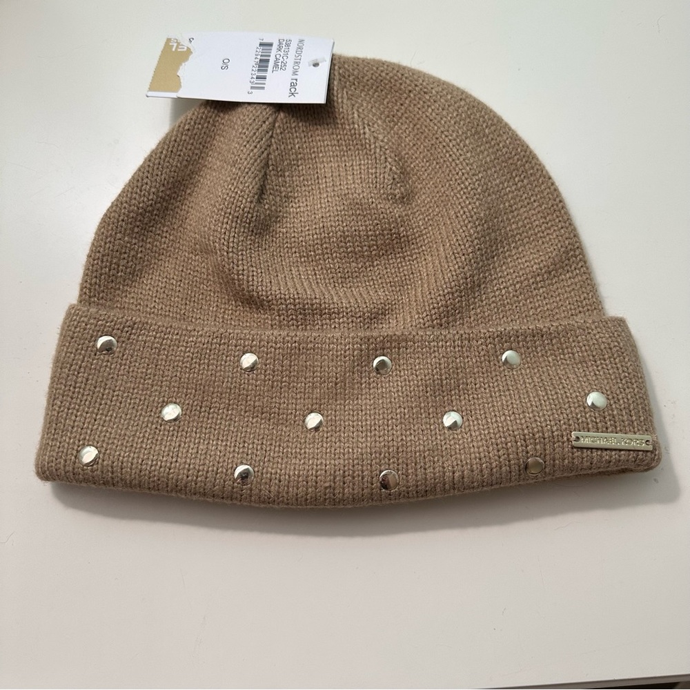 Michael Kors Knit Hat with Gold Tone Stud Detail Adult Size NWT